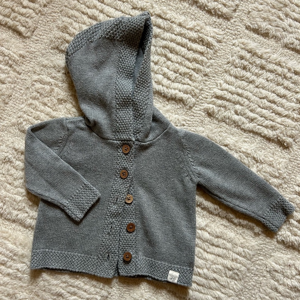 NWOT Burt’s Bees organic cotton knit baby sweater 0-3mo